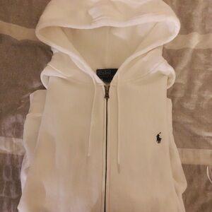 Mens White Ralph Lauren Hooded Sweatshirt.